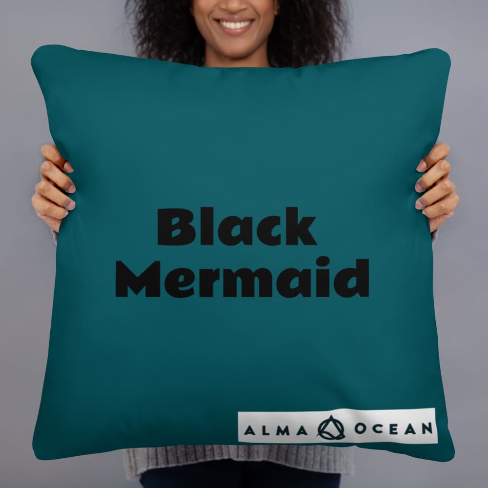 Black Mermaid Accent Pillow (Deep Sea Green) Accessories