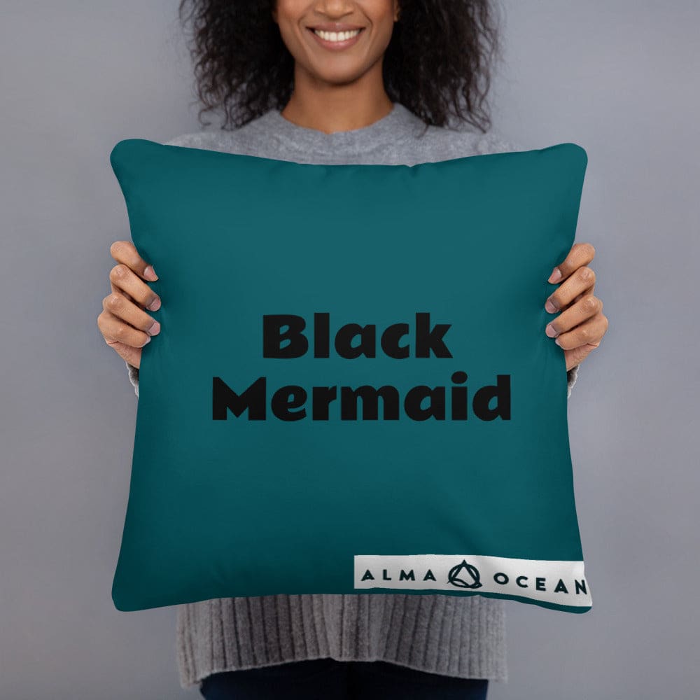 Black Mermaid Accent Pillow (Deep Sea Green) Accessories